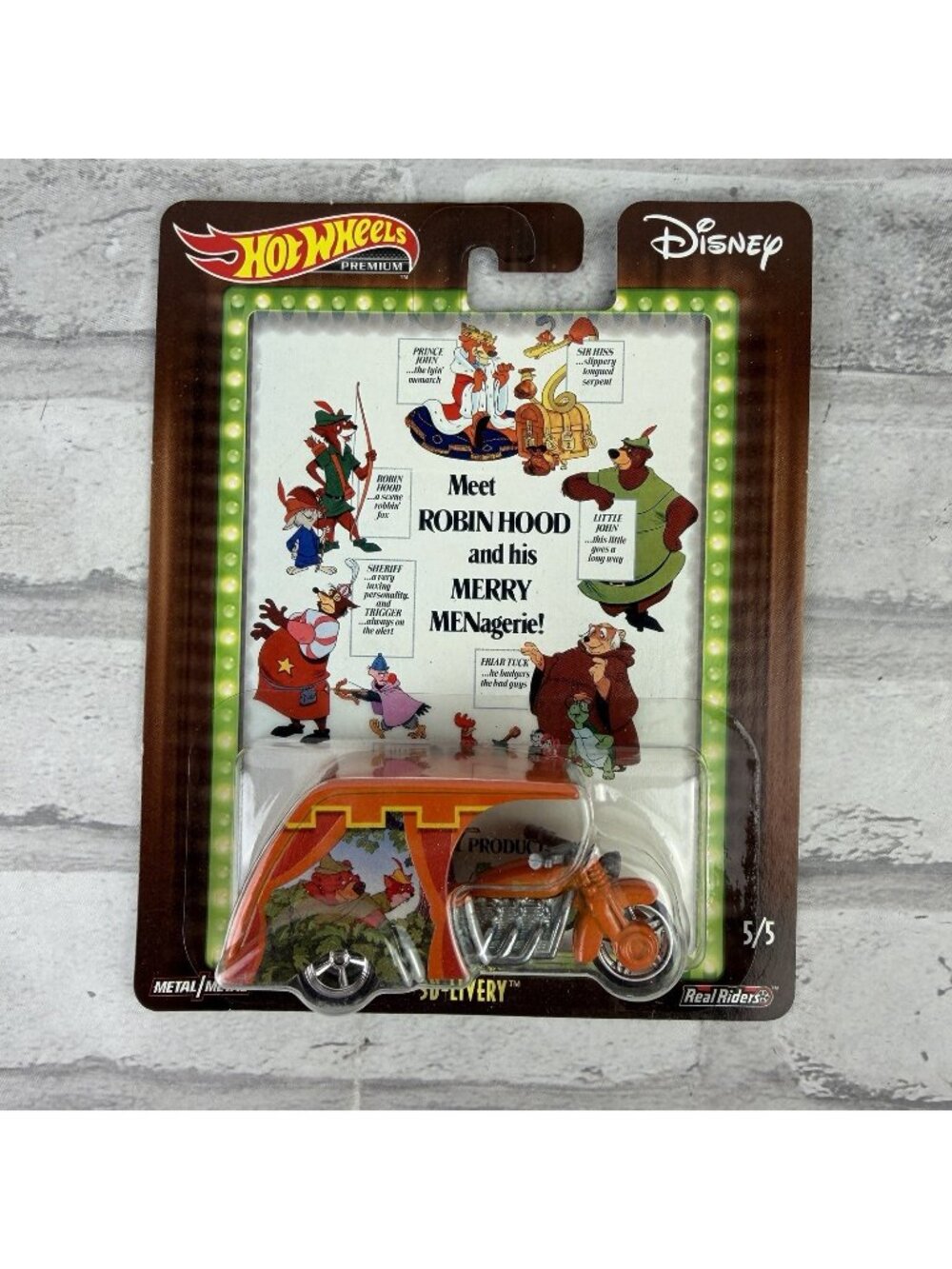 Hot Wheels Premium Real Riders Disney Robin Hood 3D-Livery NEW